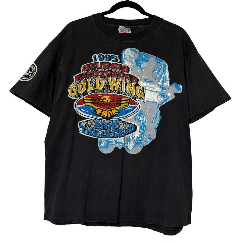 Vintage 90s 1995 Honda Goldwing Sturgis T-Shirt b1730